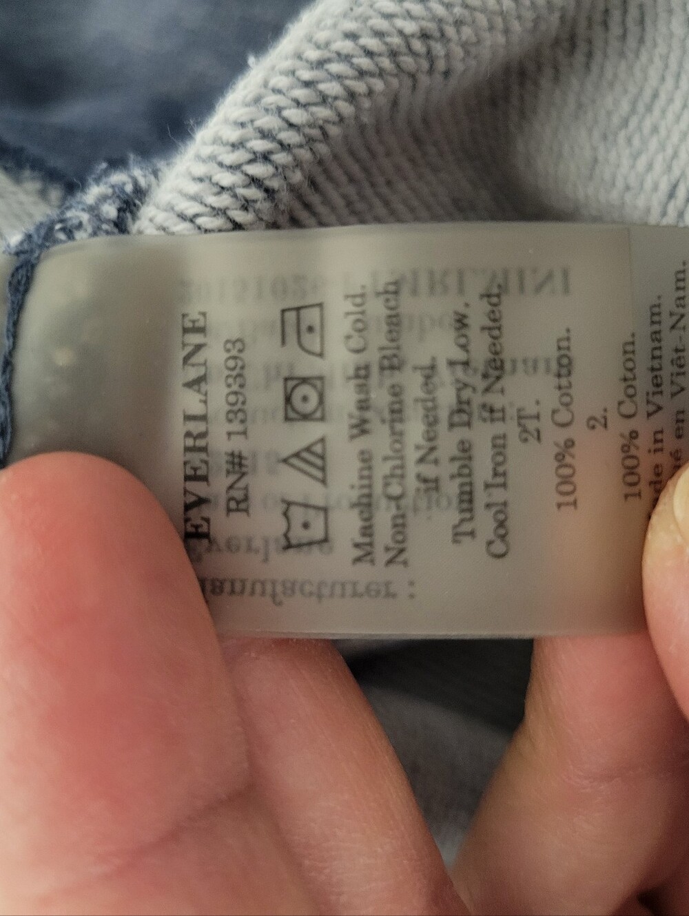 Everlane Baby Toddler 2T Crewneck Hoodie Sweatshirt Heathered Blue 100% Cotton - Picture 5 of 5